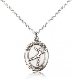 St. Christopher Figure Skating Medal, Sterling Silver, Medium [BL1213]