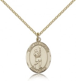 St. Christopher Lacrosse Medal, Gold Filled, Medium [BL1282]