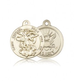 St. Michael Navy Medal, 14 Karat Gold [BL4458]