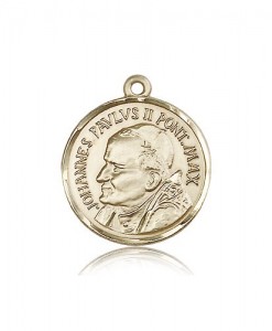 St. Pope John Paul II Medal, 14 Karat Gold [BL5119]