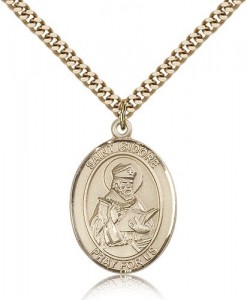 St. Isidore of Seville Medal, Gold Filled, Large [BL2118]