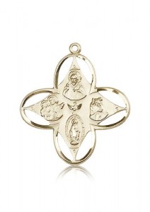 4 Way Cross Pendant, 14 Karat Gold [BL4065]