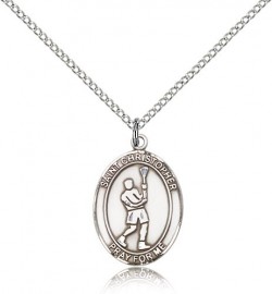 St. Christopher Lacrosse Medal, Sterling Silver, Medium [BL1285]