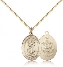 St. Christopher Army Medal, Gold Filled, Medium [BL1139]