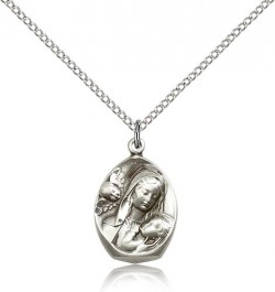 Madonna and Child Medal, Sterling Silver [BL5485]