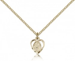 Women's Heart Shaped 14kt Gold Filled St. Anthony of Padua Pendant [BL6256]