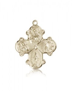 4 Way Cross Pendant, 14 Karat Gold [BL4074]