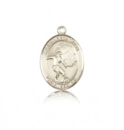 St. Sebastian Soccer Medal, 14 Karat Gold, Medium [BL3549]
