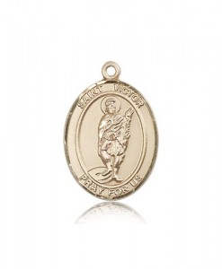 St. Victor of Marseilles Medal, 14 Karat Gold, Large [BL3859]