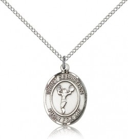 St. Sebastian Cheerleading Medal, Sterling Silver, Medium [BL3391]