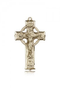 Celtic Crucifix Pendant, 14 Karat Gold [BL6333]