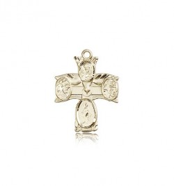 4 Way Cross Pendant, 14 Karat Gold [BL4102]