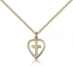 Heart Cross Pendant, Gold Filled [BL5271]