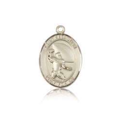 St. Sebastian Football Medal, 14 Karat Gold, Medium [BL3432]