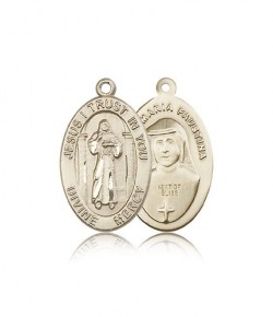 Divine Mercy Medal, 14 Karat Gold [BL5814]