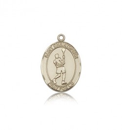 St. Christopher Lacrosse Medal, 14 Karat Gold, Medium [BL1279]