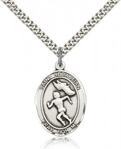 St. Sebastian Track and Field Medal, Sterling Silver, Large [BL3631]