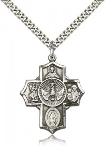Men's Sterling Silver 5 Way Cross with Dove Pendant [BL6468]