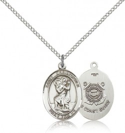 St. Christopher Coast Guard Medal, Sterling Silver, Medium [BL1187]