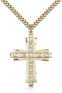Jesus Christus Cross Pendant, Gold Filled [BL6729]