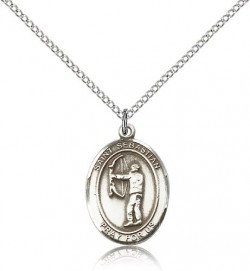 St. Sebastian Archery Medal, Sterling Silver, Medium [BL3355]