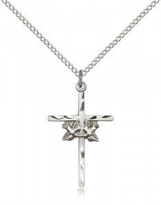 Doves Cross Pendant, Sterling Silver [BL6608]