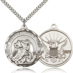 St. Michael Navy Medal, Sterling Silver [BL4226]