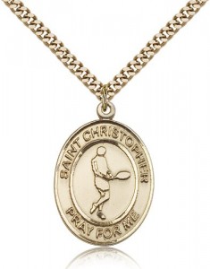 St. Christopher Tennis Medal, Gold Filled, Large [BL1456]
