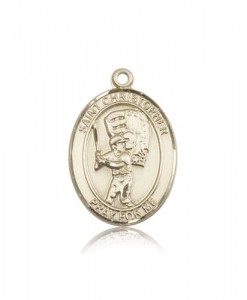 St. Christopher Baseball Medal, 14 Karat Gold, Large [BL1145]