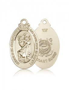 St. Christopher Coast Guard Medal, 14 Karat Gold [BL5923]