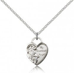 Guardian Angel Heart Medal, Sterling Silver [BL5568]