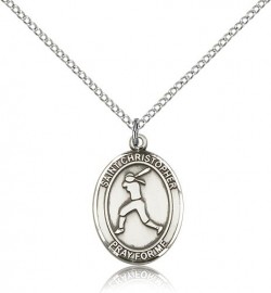 St. Christopher Softball Medal, Sterling Silver, Medium [BL1424]