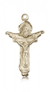 Trinity Crucifix Pendant, 14 Karat Gold [BL6001]