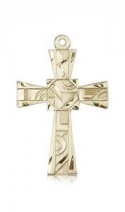 Mosaic Cross Pendant, 14 Karat Gold [BL6724]