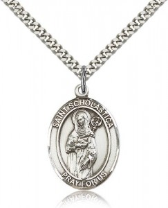 St. Scholastica Medal, Sterling Silver, Large [BL3345]
