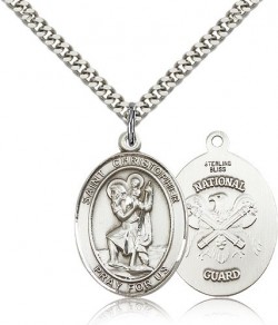 St. Christopher National Guard Medal, Sterling Silver, Large [BL1349]