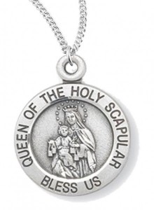 Women's Queen of the Holy Scapular Necklace, Sterling  Silver with Chain Options [HMR0964]