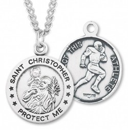 Round Boy's St. Christopher Football Necklace With Chain [HMS1003]