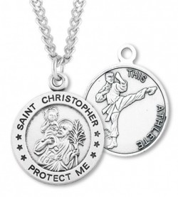 Round Boy's St. Christopher Martial Arts Necklace With Chain [HMS1012]
