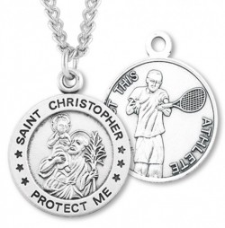 Round Boy's St. Christopher Tennis Necklace With Chain [HMS1006]