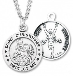 Round Boy's St. Christopher Track Necklace With Chain [HMS1005]