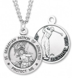 Round Men's St. Sebastian Golf Necklace With Chain [HMS1043]