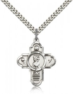 Sports 5 Way Cross St Christopher Medal, Sterling Silver [BL6526]