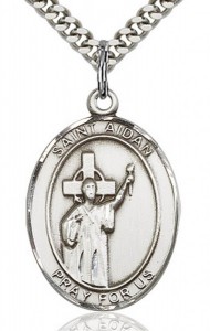 St. Aidan of Lindesfarne Medal, Sterling Silver, Large [BL0615]