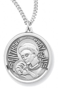 Women's St. Anthony Necklace, Sterling Silver with Chain Options [HMR0947]