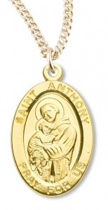16kt Gold Over Sterling Silver Saint Anthony Pendant + 20 Inch Gold Plated Chain &amp; Clasp [HMG0576]