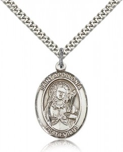 St. Apollonia Medal, Sterling Silver, Large [BL0777]