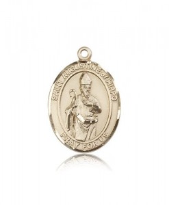 St. Augustine of Hippo Medal, 14 Karat Gold, Large [BL0807]