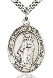 St. Catherine of Alexandria Medal, Sterling Silver, Large [BL1033]