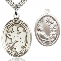 St. Cecilia Marching Band Medal, Sterling Silver, Large [BL1078]